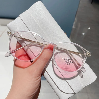 Modes gradienta tuvredzība Galses Vīrieši Sieviešu Anti-Blue-Ray Lasīšanas brilles Apaļa rāmja Brilles Optiskās Brilles Dioptrija 0 līdz -4,0