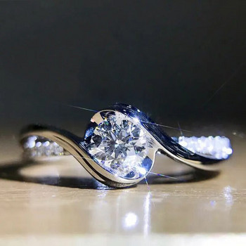 Huitan Exquisite ασημένιο δαχτυλίδι με λευκά κυβικά ζιρκόνια μόδας ευέλικτα αξεσουάρ για γυναίκες Νέα κοσμήματα υψηλής ποιότητας