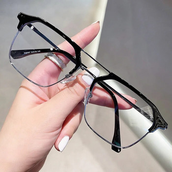 Луксозна марка Рамка с двоен лъч Анти-синя светлина Прозрачни очила за компютър Дамски мъжки слънчеви очила UV400 Очила с плоско огледало
