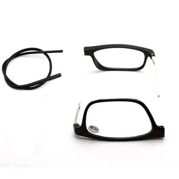 Ανδρικά γυναικεία ρυθμιζόμενα ελαστικά γυαλιά ανάγνωσης με κρεμαστό λαιμό Φορητά που δεν χάνονται εύκολα TR90 Magnetic Square Frame Gafa