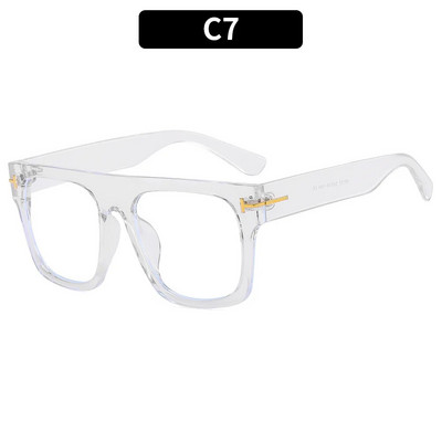 Liels rāmis T-veida pretzilas gaismas plakano lēcu brilles sievietēm vīriešiem 2023 Augstas kvalitātes trendings produkts tom zīmols Datorbrilles