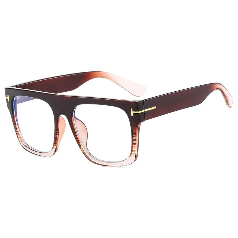 Liels rāmis T-veida pretzilas gaismas plakano lēcu brilles sievietēm vīriešiem 2023 Augstas kvalitātes trendings produkts tom zīmols Datorbrilles