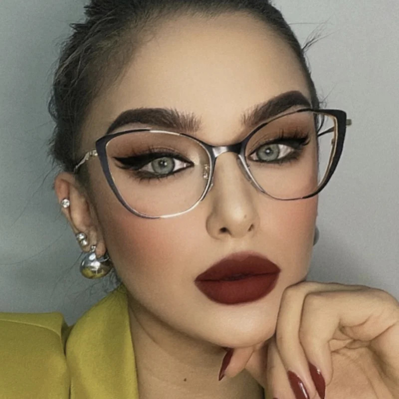 Ochelari de vedere cu ochi de pisică Riangular Ochelari cu lentile clare Femei Miopie Tocilar Ochelari Grad -0,5 -1,0 -2,0 -3,0 -4,0 până la -6,0