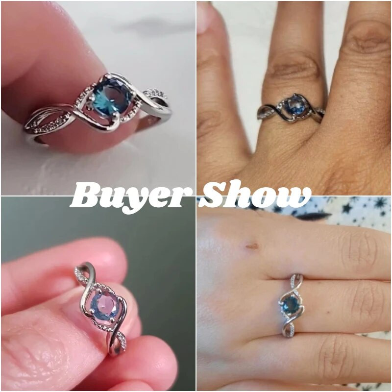 Huitan 2022 modernaus dizaino moteriški vestuviniai žiedai žavūs mėlyni kubiniai cirkonio oksidai, aukštos kokybės sidabro spalvos žiedas sužadėtuvių papuošalai