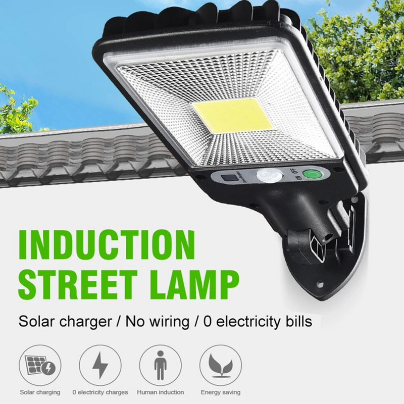 Saulės energija maitinamas LED sieninis prožektorius, vandeniui atsparus judesio jutiklis, lauko sieninė lempa 3 režimų nuotolinio valdymo pultas, skirtas priekinių durų sienai