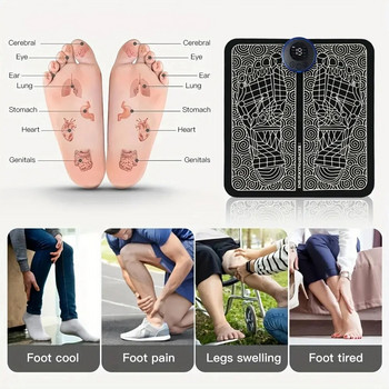 Електрически EMS подложка за масаж на крака Мускулен стимулатор Възглавница за крака Сгъваема подложка за масаж на крака с дистанционно управление за мъже и жени