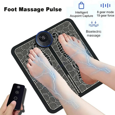 Electric EMS Foot Massager Pad Muscle Stimulator Foot Cushion Foldable Foot Massager Mat With Remote Control for Man Woman