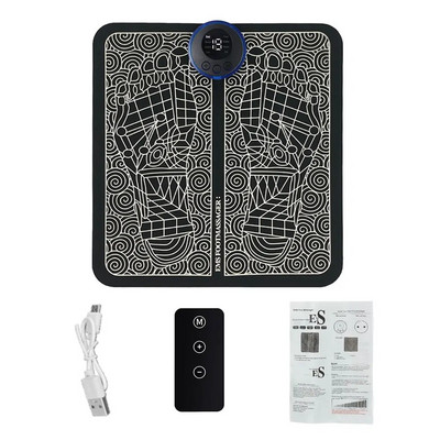 Tampă electrică EMS pentru masaj pentru picioare, stimulator muscular, pernă pentru picioare, covoraș pliabil pentru masaj pentru picioare, cu telecomandă pentru bărbat, femeie