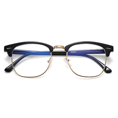 Classic Semi Rimless Anti Blue Light Blocking Glasses Men Square Ray Filter Eyeglasses Frames Computer Women Goggles