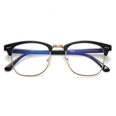 Classic Semi Rimless Anti Blue Light Blocking Glasses Men Square Ray Filter Eyeglasses Frames Computer Women Goggles