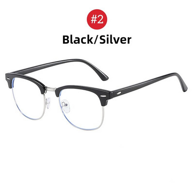 Klasiskas daļēji bezmalas pretzilas gaismas bloķējošas brilles vīriešiem kvadrātveida staru filtru briļļu ietvari Dators sievietēm aizsargbrilles