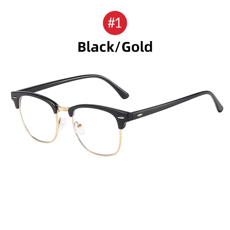 Klasiskas daļēji bezmalas pretzilas gaismas bloķējošas brilles vīriešiem kvadrātveida staru filtru briļļu ietvari Dators sievietēm aizsargbrilles