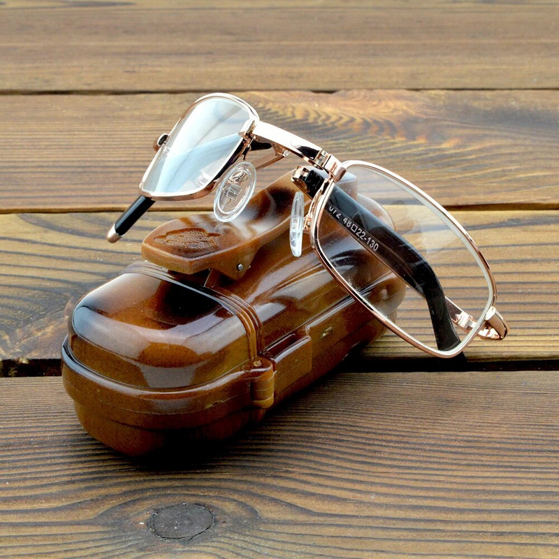 Ochelari de lectură pliabili cu lentilă de cristal Include carcasă portabilă de chihlimbar pentru ochelari +0,75 +1 +1,25 +1,5 +1,75 +2 +2,25 +2,5 până la +6