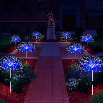 Слънчеви LED фойерверки Приказни светлини Външна водоустойчива градинска декорация Пътека за морава Слънчева лампа