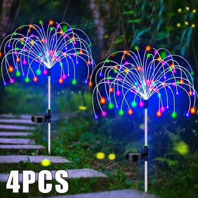 Napelemes LED tűzijáték tündérfények kültéri vízálló kerti dekoráció gyep ösvény napelemes lámpa