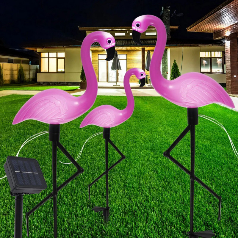 3 vnt. „Flamingo Solar Light“ vandeniui atspari LED rožinė „Flamingo Stake Light“ kraštovaizdžio lempa, skirta „Outdoor Pathway“ Kalėdų sodo dekoravimui
