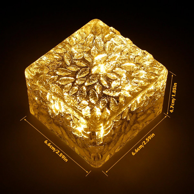 4vnt saulės šviesos diodų šviestuvai lauko vejos lempa saulės plytų šviesa krištolinė saulės šviesa kraštovaizdžio takas sodo dekoras saulės sodo šviestuvai