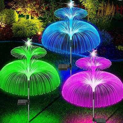 Napelemes LED-es lámpák kültéri vízálló napenergia medúza kerti dekoráció gyep ösvény lámpa 7 színváltó