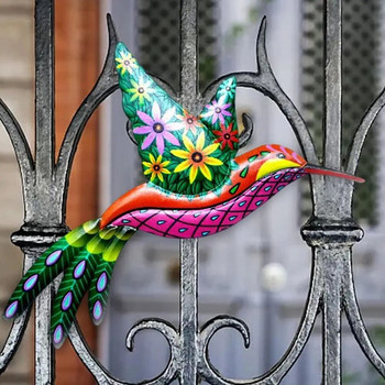 Μεταλλικό Κολίμπρι Πουλί Έργα Τέχνης Τοίχου Κήπος Εξωτερική Διακόσμηση Σαλονιού Χειροτεχνία Τέχνης Στολίδι Εσωτερικού εξωτερικού χώρου Χρώμα Κρεμαστό πουλί