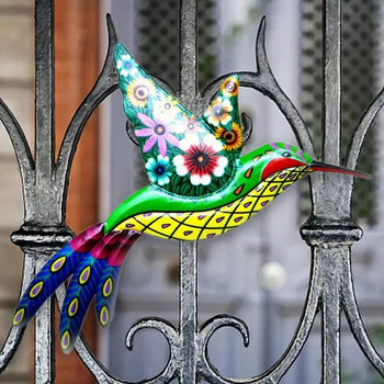 Μεταλλικό Κολίμπρι Πουλί Έργα Τέχνης Τοίχου Κήπος Εξωτερική Διακόσμηση Σαλονιού Χειροτεχνία Τέχνης Στολίδι Εσωτερικού εξωτερικού χώρου Χρώμα Κρεμαστό πουλί