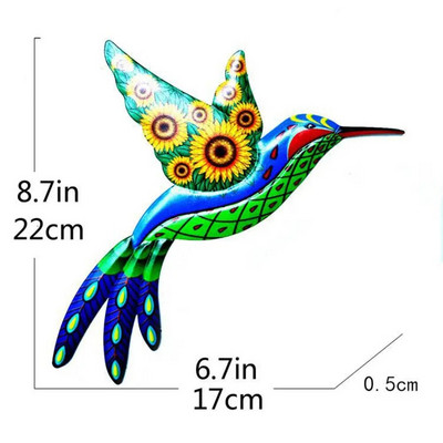 Operă de artă de perete de pasăre colibri din metal Decorare exterioară de grădină pentru cameră de zi Artizanat de artă ornament pentru interior în aer liber, culoare, pasăre agățată