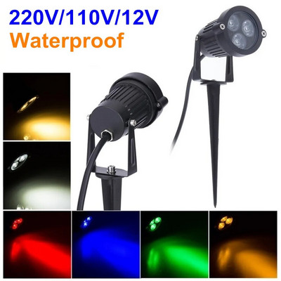 220V 110V Φώτα γκαζόν κήπου LED εξωτερικού χώρου 9W Οριζόντιος λαμπτήρας Spike Αδιάβροχος λαμπτήρες διαδρομής 12V Ζεστά λευκά πράσινα σποτ