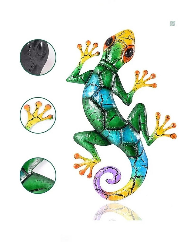 Fém gekkó udvari kerti dekoráció kültéri szobrok otthoni kert fali dekorációja miniatűr kiegészítők szobrok gyík díszek
