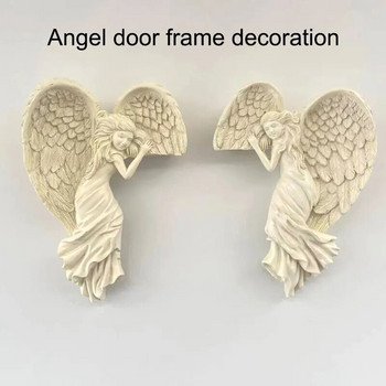 1PC Redeem Left/Right Wings Angel Pure White Pendant Διακοσμητικό πλαίσιο πόρτας Ρητίνη Δώστε ζωή στην πόρτα σας