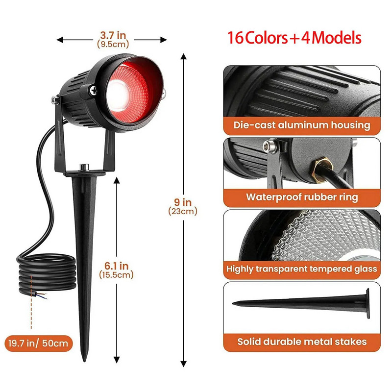 Nemokamas pristatymas IP65 lauko LED palaidotas taškinis šviestuvas RGBW smaigalys prožektorius 12V 110V 220V kalėdinė lemputė sodo apšvietimui