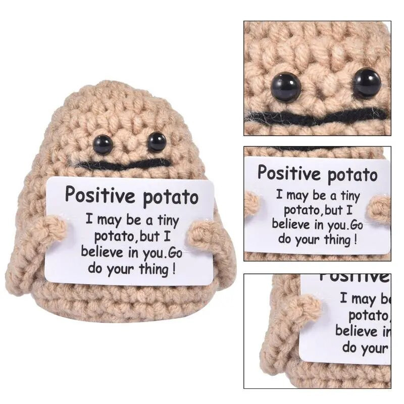 Teigiamos energijos bulvių apkabinimas Kišeninis apkabinimas Mini rankų darbo pliušinis mezgimas Vilna bulvinė lėlė Juokingi Kalėdų dovanų kambario papuošimai