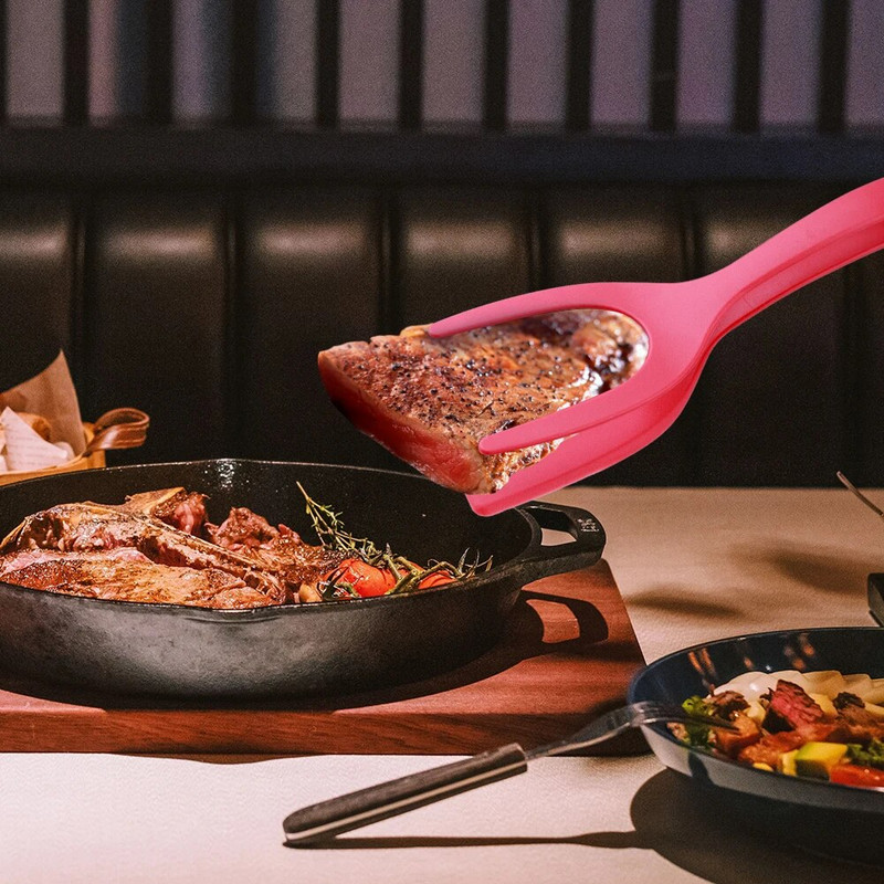 2 viename Grip Apverčiamos žnyplės Kiaušinių Žnyplės Prancūziškos skrebučio blynų kiaušinių gnybtas Omleto suktukai Virimo žnyplės Įtaisai Virtuvės priedai