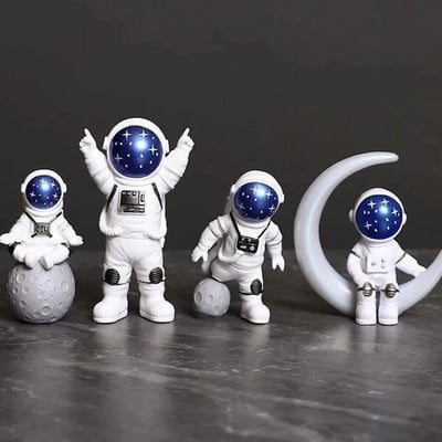 4 bucăți Astronaut Statuie Figurină Spaceman Sculptură Jucărie educațională Decor pentru casa de birou Model de astronaut pentru cadou pentru copii