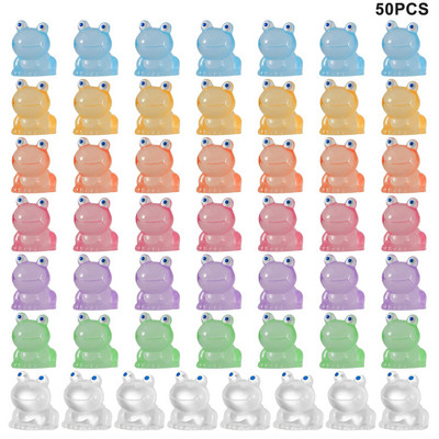 50 gab Mini vardes dārza dekors Zaļās vardes figūriņas Miniatūras mājas dekors Sīkas plastmasas vardes Pasaku dārza dekors