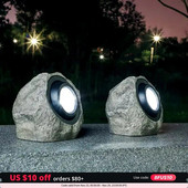 Solar Lawn Lamp Garden Outdoor Landscape Spotlight Waterproof Simulation Stone LED Light Yard Pathway Patio Fence Park Lighting