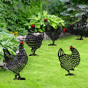Διακόσμηση κήπου Τέχνη αυλής για κοτόπουλο Εξωτερική αυλή Πασσάλων γκαζόν Ακρυλική όρνιθα διακόσμηση αυλής Δώρο Πασχαλινές διακοσμήσεις Στολίδια κηπουρικής