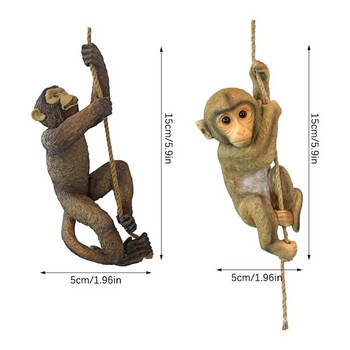 Статуя на градинско животно Висяща маймуна/шимпанзе Катереща се скулптура от смола Занаят Декорация на статуя Орнамент на фигурка на открито