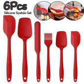 6 τμχ Σετ σκευών κουζίνας σιλικόνης Σετ σπάτουλας Αντικολλητική κρέμα σπάτουλα ξύστρα Βούρτσα λαδιού κουταλιού Σετ εργαλείων μαγειρέματος ανθεκτικά στη θερμότητα