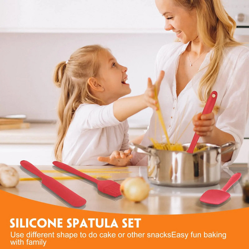6 τμχ Σετ σκευών κουζίνας σιλικόνης Σετ σπάτουλας Αντικολλητική κρέμα σπάτουλα ξύστρα Βούρτσα λαδιού κουταλιού Σετ εργαλείων μαγειρέματος ανθεκτικά στη θερμότητα