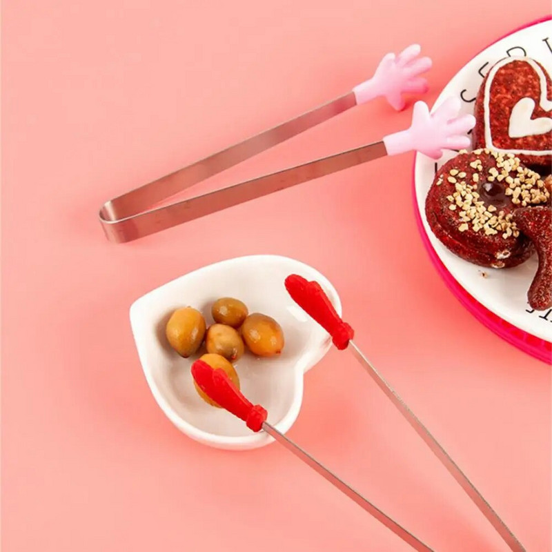 Kūrybingos mažos delninės silikoninės maisto žnyplės nerūdijančio plieno ledo segtukas mini desertas, saldainiai su ledukais, maisto indai BBQ spaustukai pasidaryk pats virtuvės įrankiai