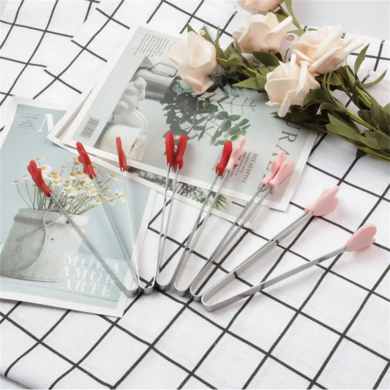 Kūrybingos mažos delninės silikoninės maisto žnyplės nerūdijančio plieno ledo segtukas mini desertas, saldainiai su ledukais, maisto indai BBQ spaustukai pasidaryk pats virtuvės įrankiai