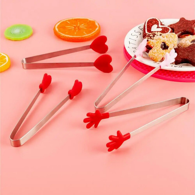 Kūrybingos mažos delninės silikoninės maisto žnyplės nerūdijančio plieno ledo segtukas mini desertas, saldainiai su ledukais, maisto indai BBQ spaustukai pasidaryk pats virtuvės įrankiai