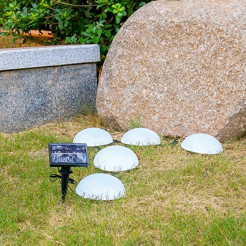 Saules puslodes zāliena lampa Dārza ainavu apgaismojums 5gab./komplekts Āra ūdensnecaurlaidīgs celiņš zāliena gaisma pagalma zemes apdares apgaismojums
