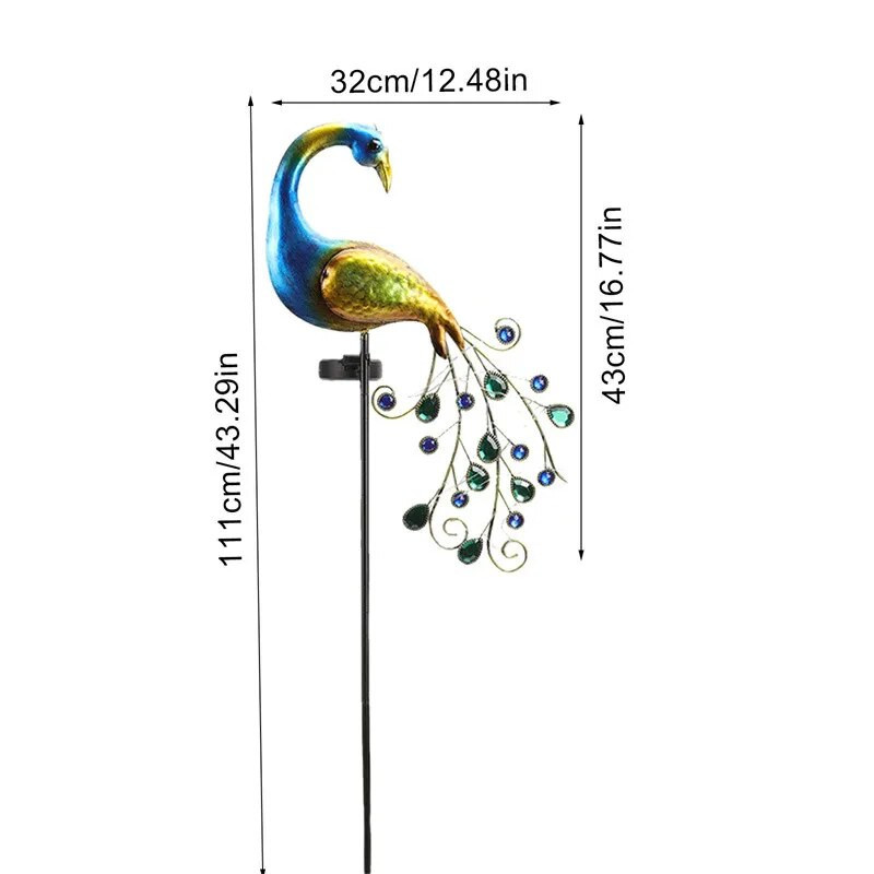 Φωτιστικό γκαζόν με ηλιακή ενέργεια LED Peacock Αδιάβροχο φωτιστικό κήπου Fairy για Pavilion Yard Landscape Garden Lights Lawn J1E6