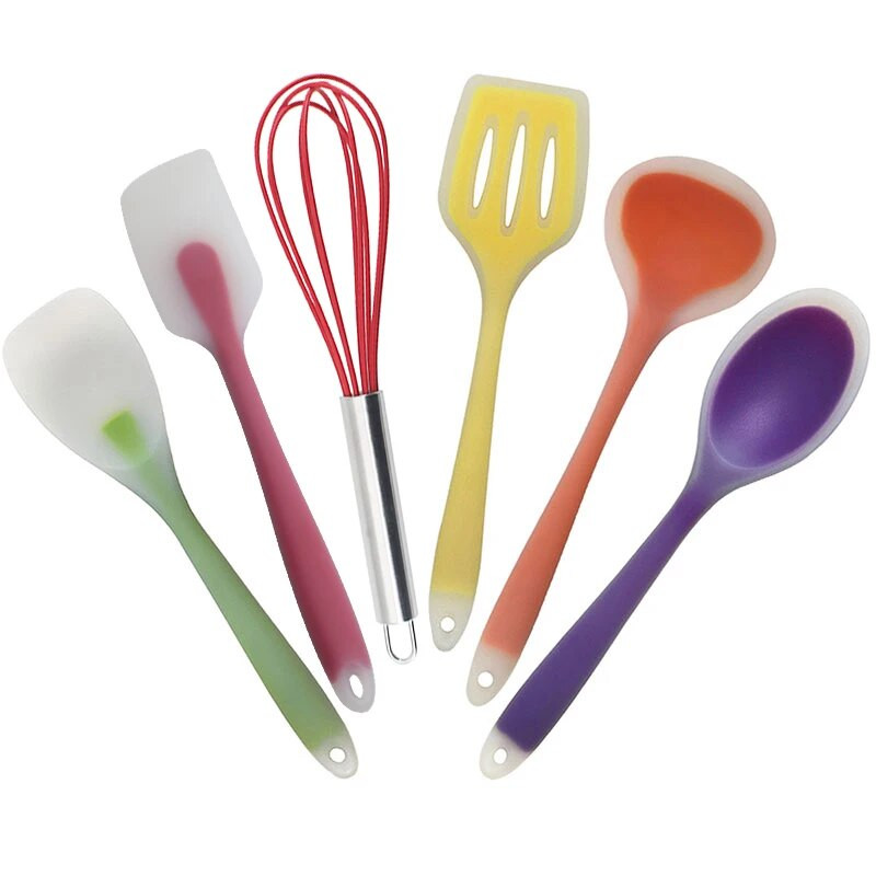 1vnt Nelipnus silikoninis nailonas maisto gaminimo įrankiai virtuvės šaukštai mentele Kastuvas Šepetys Spalvoti vaivorykštės virtuvės reikmenys virtuvės reikmenys