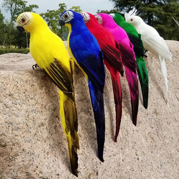 25 εκ. Χειροποίητη Προσομοίωση Παπαγάλος Δημιουργικό φτερό στολίδι γρασίδι ειδώλιο Ζώο πουλί Στήριγμα κήπου