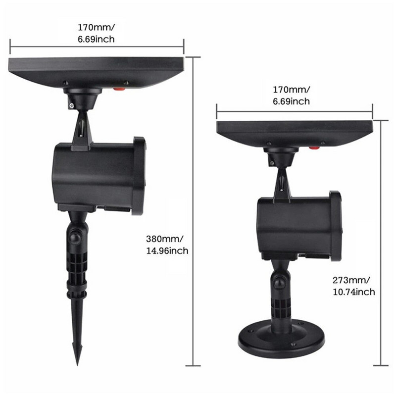 Viedā LED lāzerprojektora saules gaisma 360° pagriežama saules ūdensnecaurlaidīga kustības sensora drošības gaisma āra dārza dekorēšanai