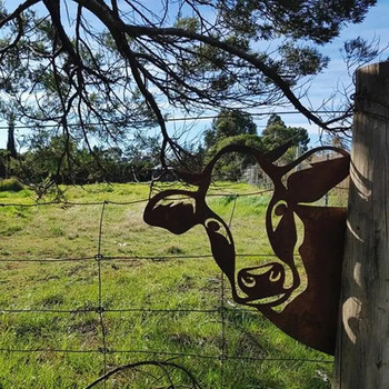 Διακοσμητικά Μεταλλικά Διακοσμητικά Τοίχου Κήπου Δέντρο Κρεμαστά Στολίδια Αγρόκτημα Peeping Αγελάδα Πρόβατα Μπαλκόνι αυλή Εξωτερικά αγάλματα Σπίτι Διακόσμηση Τέχνης