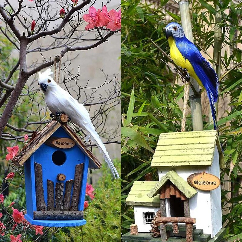 35 cm/25 cm ar rokām darināta simulācija papagailis radoša spalva zāliena figūriņa ornaments dzīvnieks putns dārzs putnu rekvizīts miniatūra