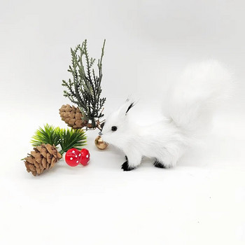 Мини симулация на катерица Плюшен животински орнамент Коледна украса за маса Подарък за рожден ден на деца Сладка катерица Миниатюри Занаят
