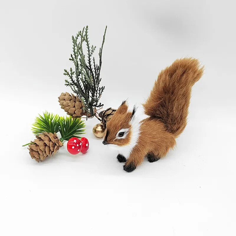 Mini simulācijas vāveres plīša dzīvnieku rotājumi Ziemassvētku galda rotājumi bērniem dzimšanas dienas dāvana Jauka vāvere Miniatūra Amatniecība